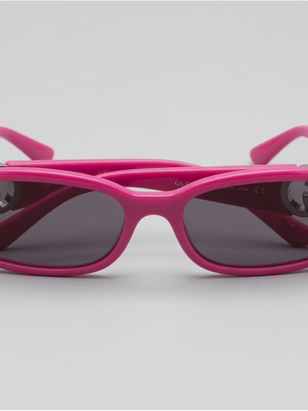 Gucci Hot Pink Rectangular Women's Sunglasses with Silver Logo Accents - Picture 3 of 6